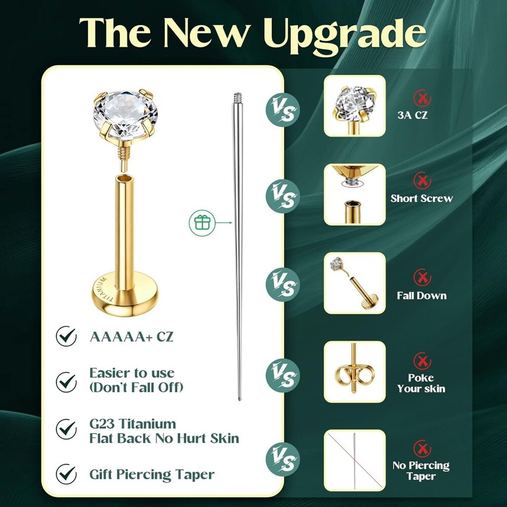 G23 Titanium Flat Back Earrings Hypoallergenic - … - image 7